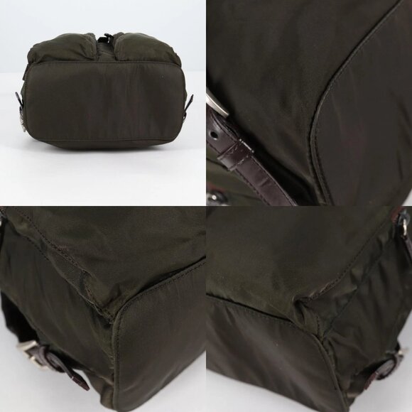 PRADA Backpack Nylon Khaki Silver Auth th6297 - Picture 15 of 15
